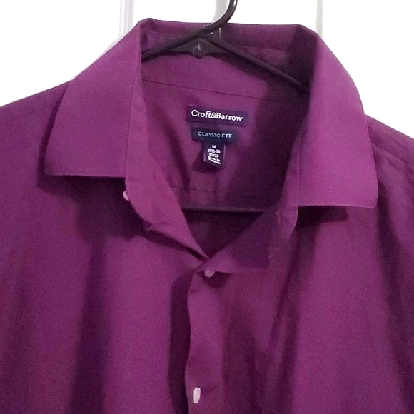 Croft & Barrow Classic Fit Plum Long Sleeve Button Down Shirt Office Event M - Picture 2 of 10